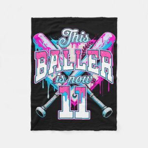 This Baller Is Now 11 Ice Cream Baseball Drip 11th Fleece Blanket