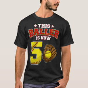 This Baller Is Now 5 Years Old Softball Players 5t T-Shirt