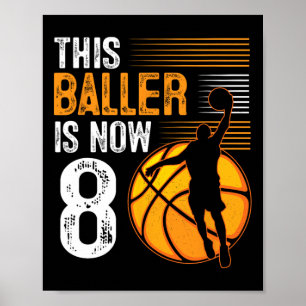 This Baller Is Now 8 Years Old Basketball 8th Birt Poster