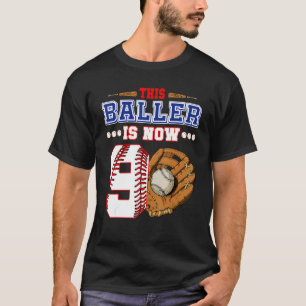 This Baller Is Now Nine Years Old 9th Birthday Bas T-Shirt
