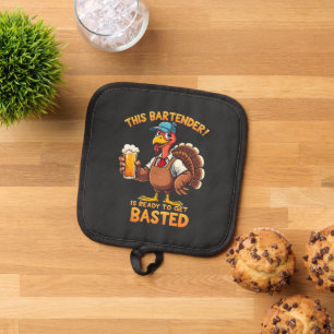 This bartender is ready to get blasted pot holder
