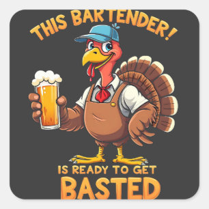 This bartender is ready to get blasted square sticker