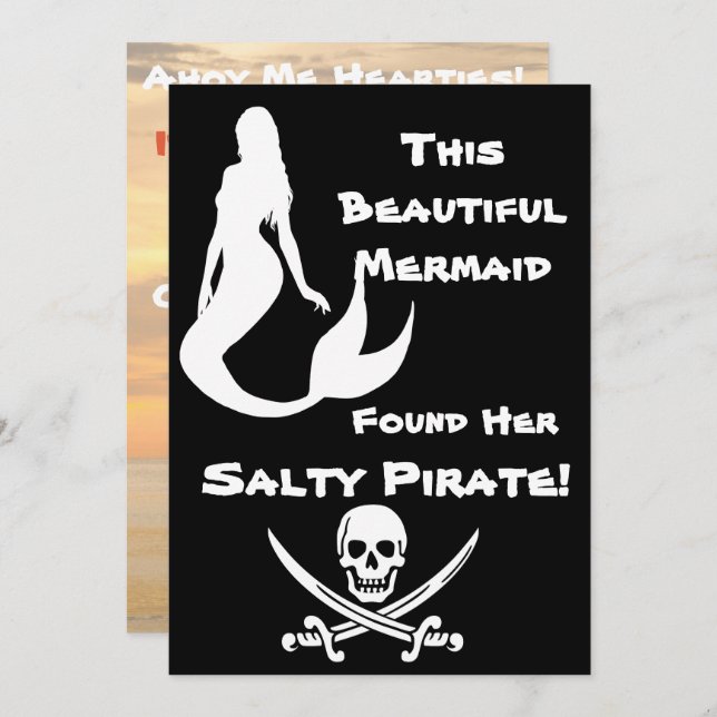 This Beautiful Mermaid Found Her Salty Pirate Invitation (Front/Back)