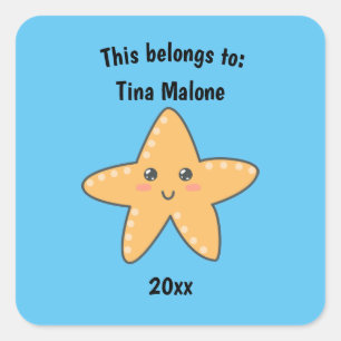This Belongs to Back to School Cute Starfish Blue Square Sticker
