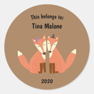 This Belongs to Back to School Flirting Foxes Brn Classic Round Sticker