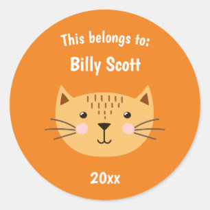 This Belongs to Back to School Kitty Cat Face Org Classic Round Sticker