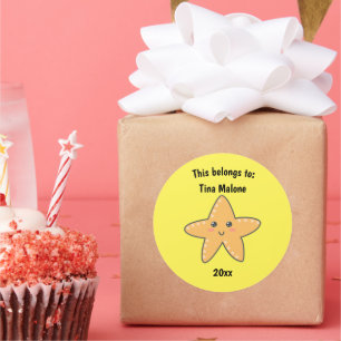 This Belongs to Back to School Starfish Yellow Classic Round Sticker
