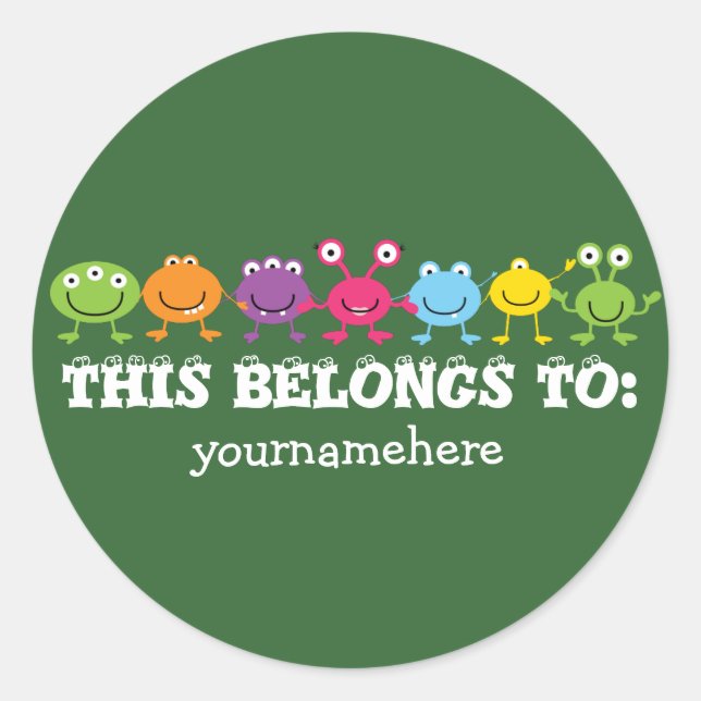 THIS BELONGS TO Cute Alien Stickers (Front)