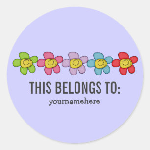 THIS BELONGS TO Cute Doodle Flower Stickers