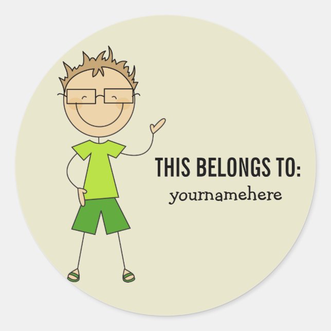 THIS BELONGS TO Sticker for a Boy (Front)