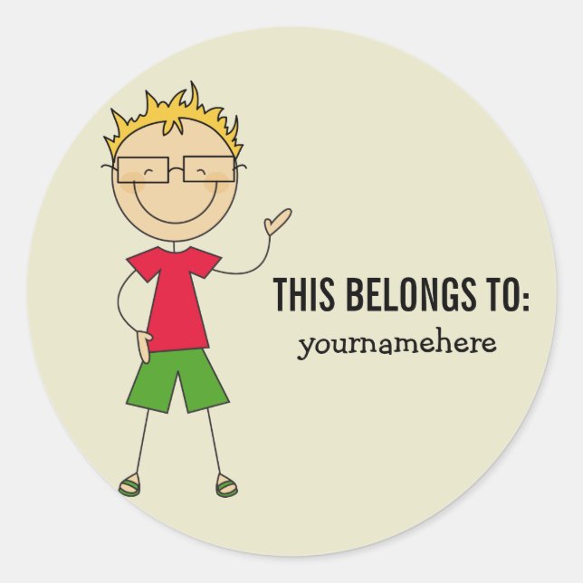 THIS BELONGS TO Sticker for a Boy (Front)