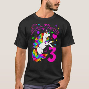 This Birthday Princess Is 3 3rd Party Girl Unicorn T-Shirt