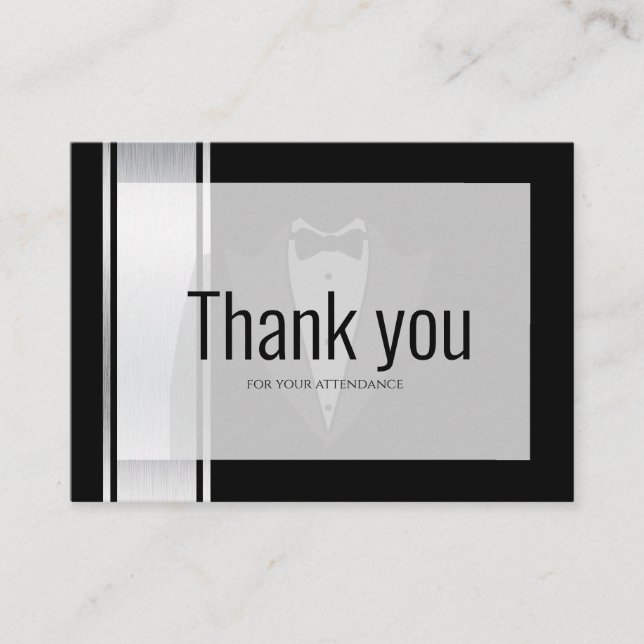 This black & white nobleman bachelor party place card (Front)