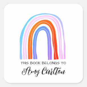 This book belongs cute rainbow bookplate stickers