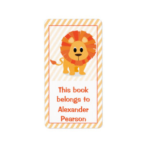This Book Belongs Silly Lion Bookplate Sticker