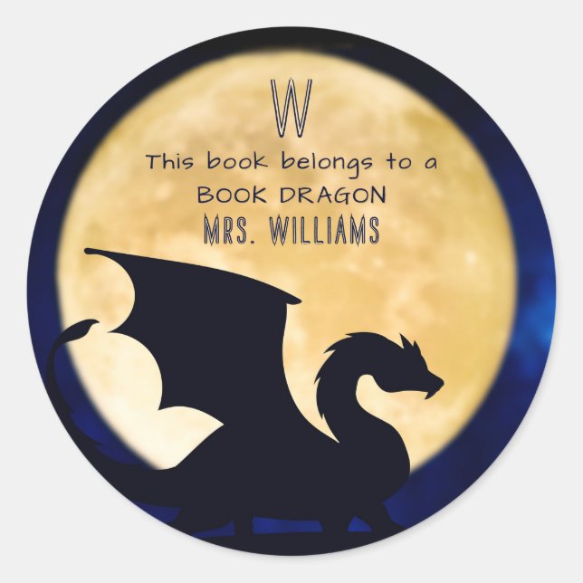 This Book Belongs To A Book Dragon Personalised Classic Round Sticker (Front)