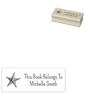 This Book Belongs To ,Beach Starfish Seashells     Rubber Stamp