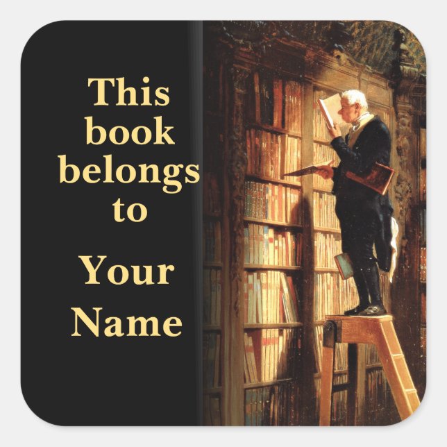 This Book Belongs To Bookplate Sticker Library Man (Front)