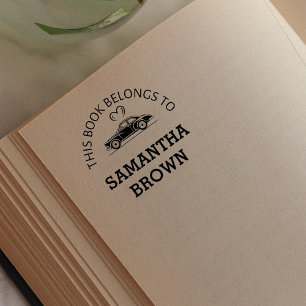 This Book Belongs To Car Heart Name Rubber Stamp