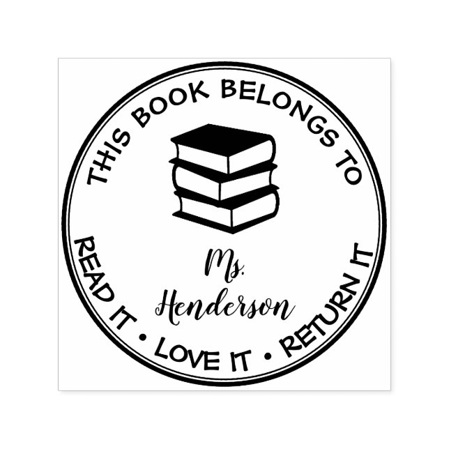 This Book Belongs To Custom Library Self-inking Stamp (Design)