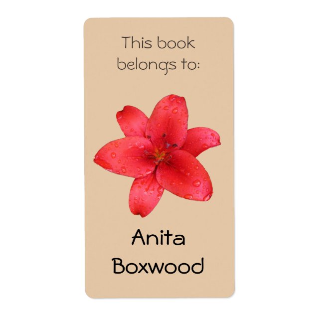 This Book Belongs To Custom Name Red Lily (Front)