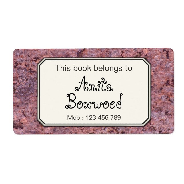 This Book Belongs To Custom Name Rock Texture (Front)