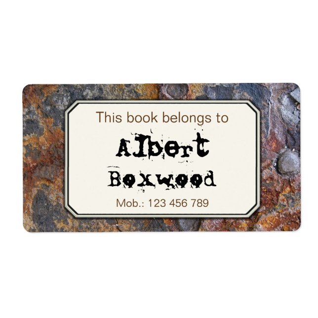 This Book Belongs To Custom Name Rock Texture (Front)