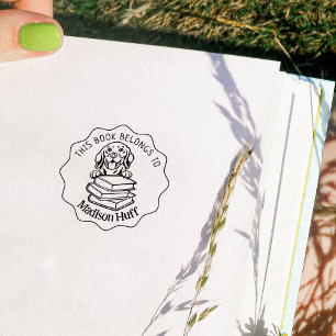 This Book Belongs To, Cute Beagle Book  Rubber Stamp