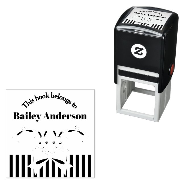 This Book Belongs To Cute Bunny Girl Bookplate Self-inking Stamp (In Situ)