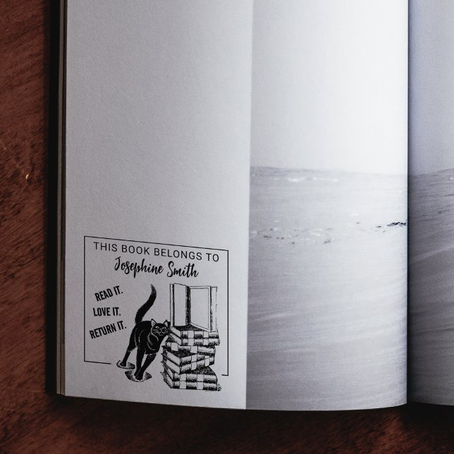 This Book Belongs To, Cute Cat Book  Rubber Stamp (Creator Uploaded)