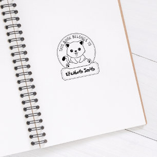This Book Belongs To, Cute Cat, Child Book   Rubber Stamp