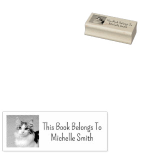 This Book Belongs To, Cute Cat Personalised   Rubber Stamp