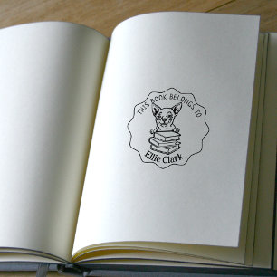 This Book Belongs To, Cute Chihuahua  Rubber Stamp