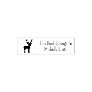This Book Belongs To, Cute Deer, Personalised  Self-inking Stamp