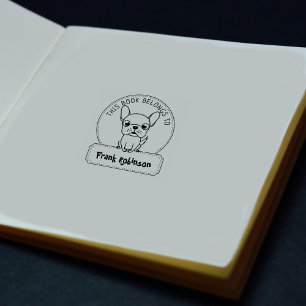 This Book Belongs To, Cute Dog, Child Book Rubber Stamp