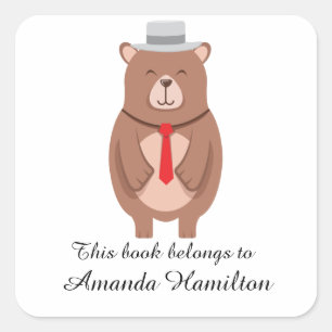 This book belongs to Cute Elegant Bear Square Sticker