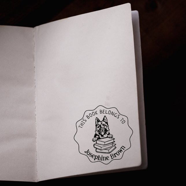 This Book Belongs To, Cute German Shepherd Rubber Stamp (Creator Uploaded)