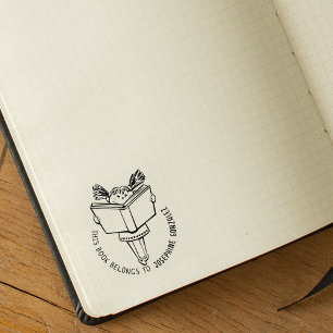 This Book Belongs To, Cute Girl Book   Rubber Stamp