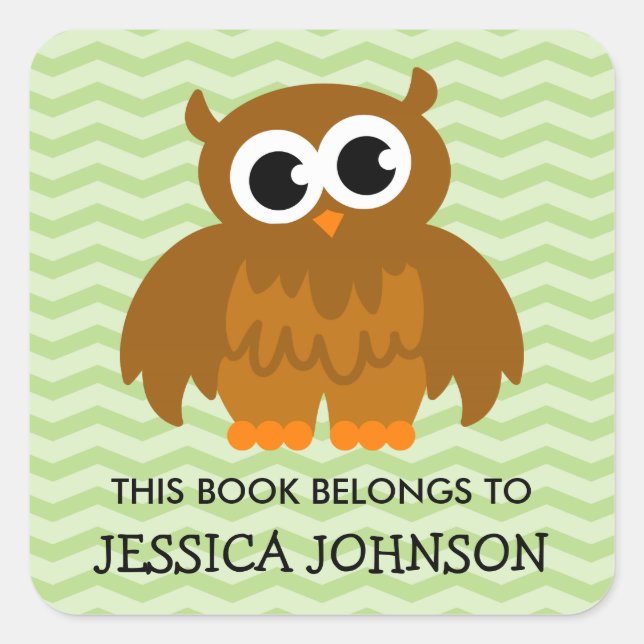 This book belongs to cute owl bookplate stickers (Front)