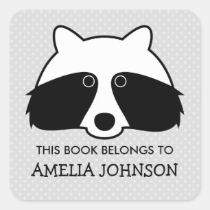 This book belongs to cute racoon bookplate sticker
