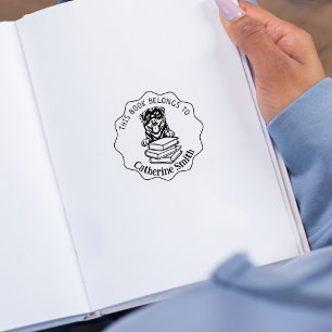 This Book Belongs To, Cute Rottweiler  Rubber Stamp