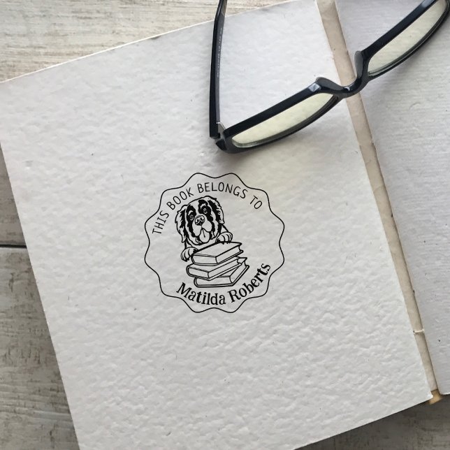 This Book Belongs To, Cute Saint Bernard Rubber Stamp (Creator Uploaded)