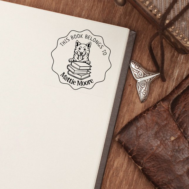 This Book Belongs To, Cute Shiba Inu Book   Rubber Stamp (Creator Uploaded)