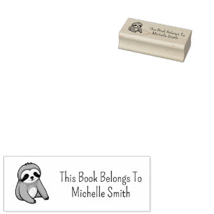 This Book Belongs To ,cute Sloth Personalised Rubber Stamp