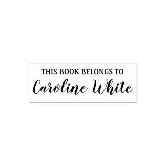This book belongs to elegant script self-inking stamp