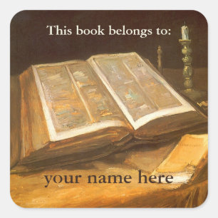 This Book Belongs To ... Fine Art Bookplates Square Sticker