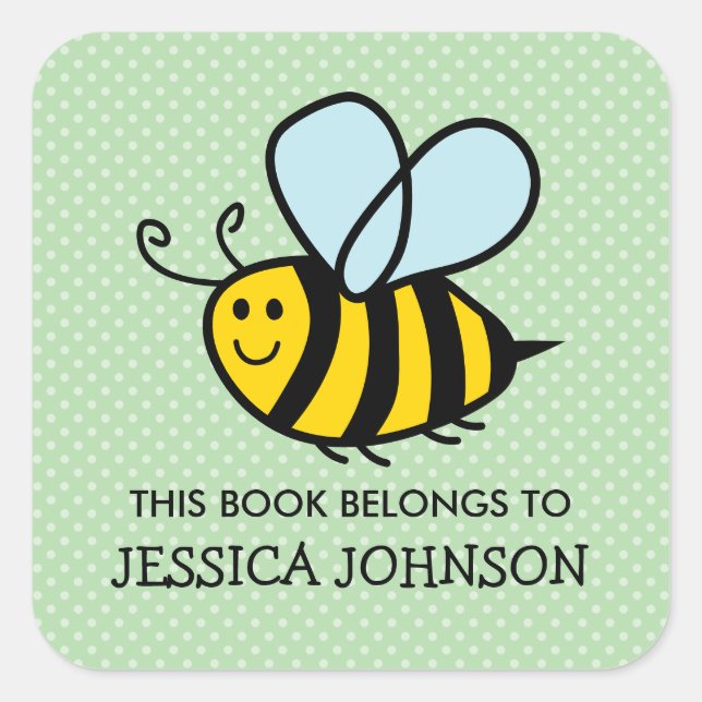 This book belongs to honey bee bookplate stickers (Front)