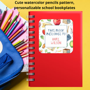 This Book Belongs To I Back To School Bookplates Square Sticker