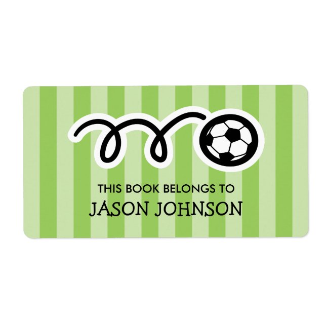 This book belongs to kids soccer bookplate labels (Front)