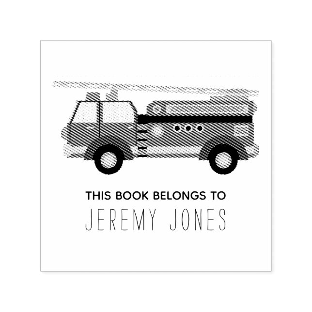 This book belongs to name fire truck self-inking stamp (Design)